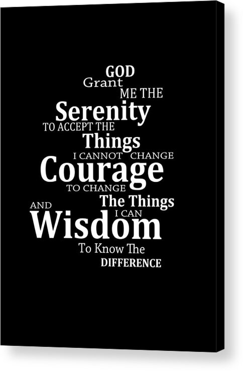 Serenity Prayer Acrylic Print featuring the painting Serenity Prayer 5 - Simple Black And White by Sharon Cummings