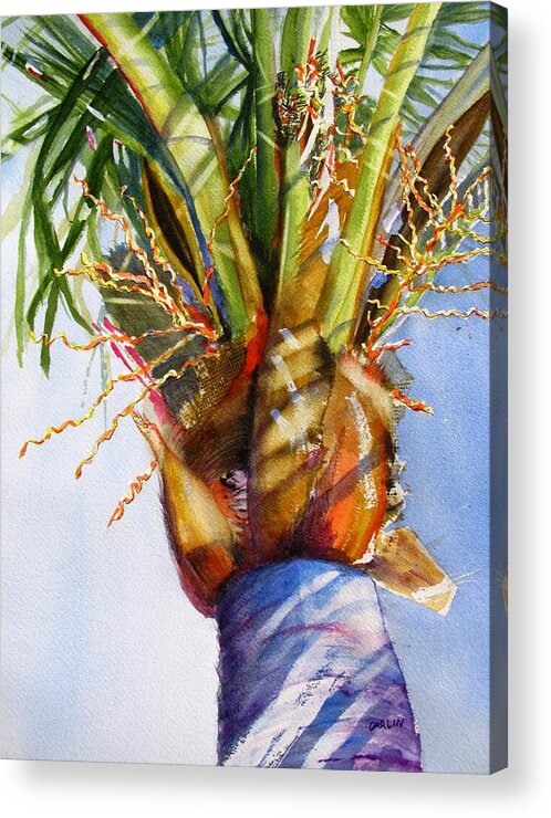 Palm Acrylic Print featuring the painting Shady Palm Tree by Carlin Blahnik CarlinArtWatercolor