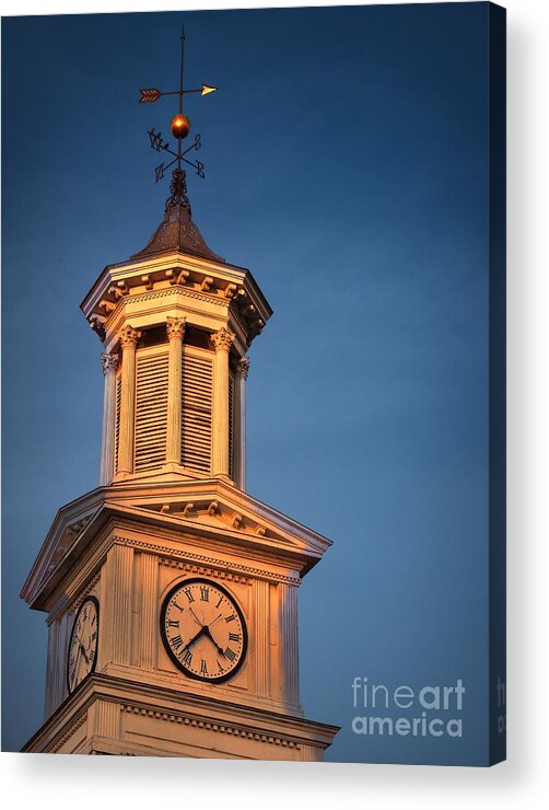 Julia Springer Acrylic Print featuring the photograph Shepherd University - McMurran Clock Tower at Twilight by Julia Springer