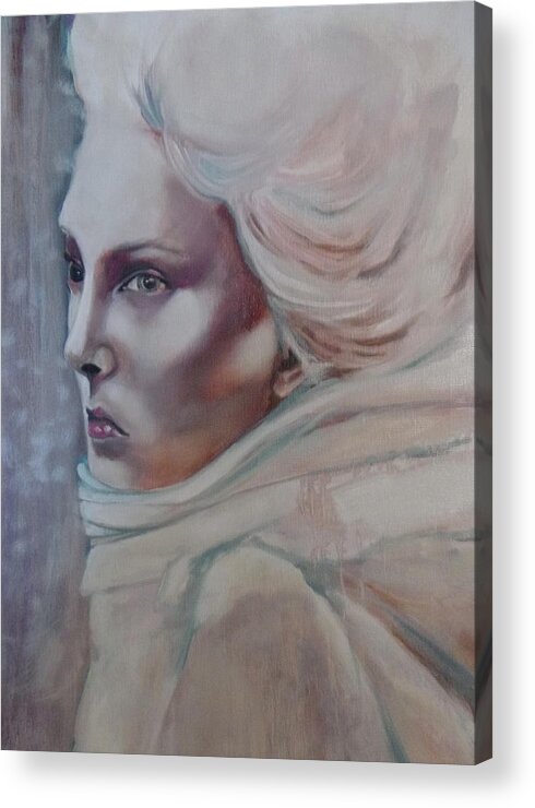 Woman In White Acrylic Print featuring the painting Snow Queen by Irena Mohr