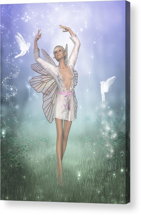 Fantasy Illustration Acrylic Print featuring the digital art Spring Fae Twilight by David Griffith