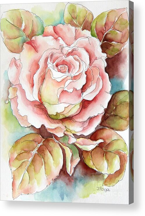 Floral Watercolor Acrylic Print featuring the painting Spring Rose by Inese Poga