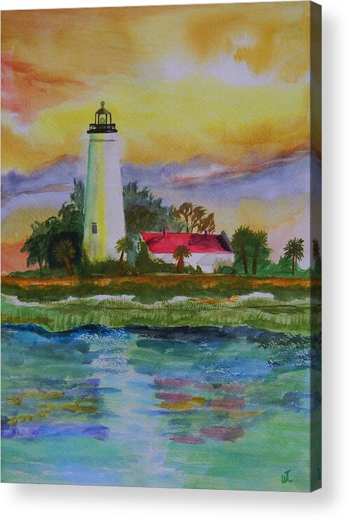 Landscape Acrylic Print featuring the painting ST. Marks Lighthouse-2 by Warren Thompson