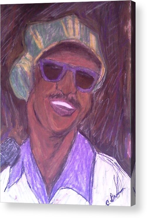 Stevie Wonder Acrylic Print featuring the drawing Stevie Wonder 2 by Christy Saunders Church