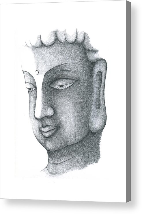 Buddha Acrylic Print featuring the drawing Stillness by Keiko Katsuta