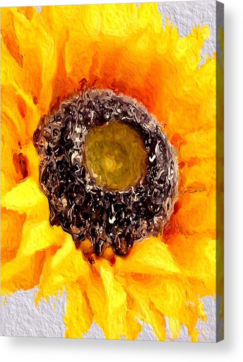Portrait Acrylic Print featuring the painting Sunflower One by Morgan Carter