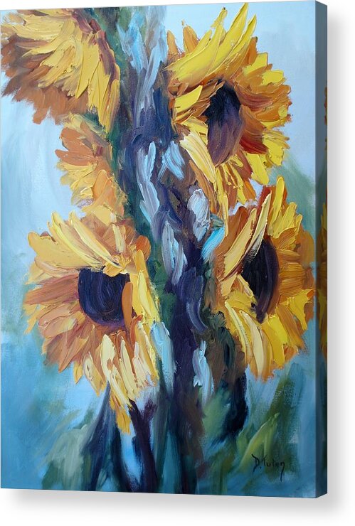 Sunflowers Acrylic Print featuring the painting Sunflowers II by Donna Tuten