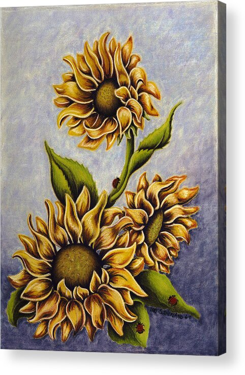 Pastel Acrylic Print featuring the painting Sunflowers by Lori Sutherland