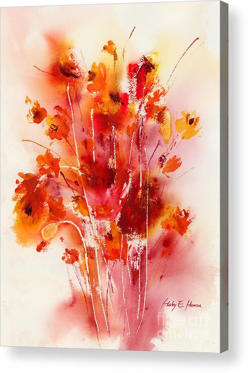Flowers Acrylic Print featuring the painting Tangerine Tango by Hailey E Herrera