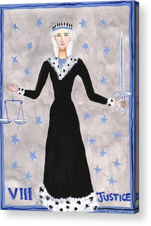 Tarot Acrylic Print featuring the painting Tarot 8 Justice by Sushila Burgess