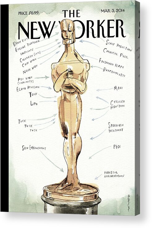 Oscars Acrylic Print featuring the painting Ready For His Closeup by Barry Blitt