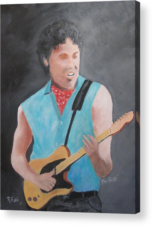 Springsteen Acrylic Print featuring the painting The Boss by Rich Fotia