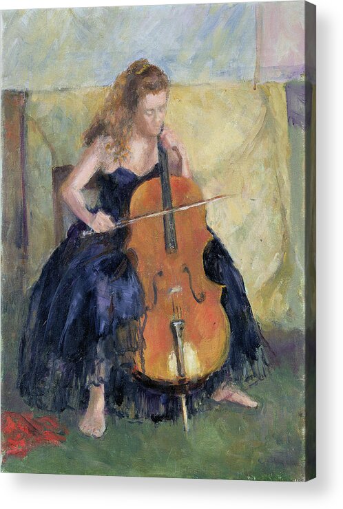 Cello Acrylic Print featuring the painting The Cello Player, 1995 by Karen Armitage
