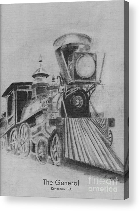 The General Acrylic Print featuring the drawing The General - Train - Big Shanty Kennesaw GA by Jan Dappen