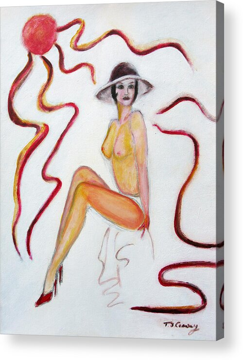 Glamour Acrylic Print featuring the painting The lady in red high heels by Tom Conway