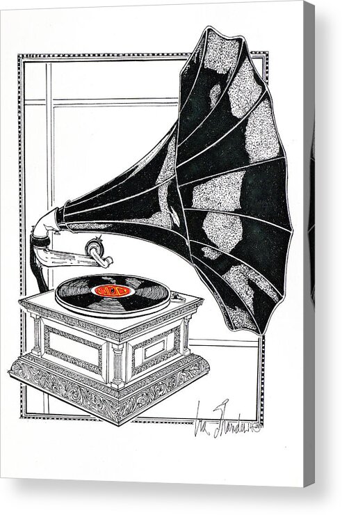 Phonographs Acrylic Print featuring the drawing The Real Caruso by Ira Shander