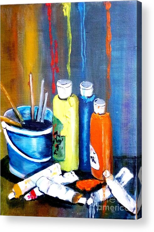 Still Life Acrylic Print featuring the painting Tools of the Trade by Micki Davis