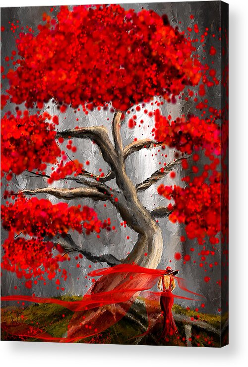 Red And Gray Acrylic Print featuring the painting True Love Waits - Red And Gray Art by Lourry Legarde