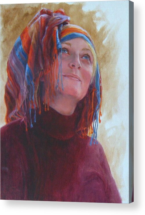 Figurative Acrylic Print featuring the painting Turban 1 by Connie Schaertl