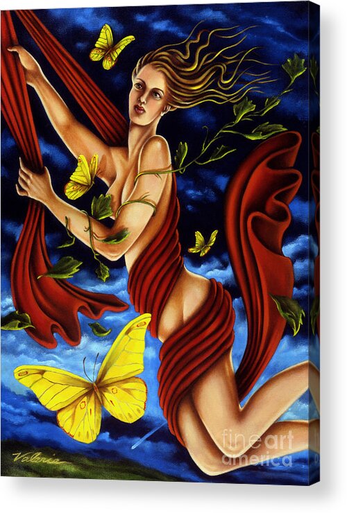 Fantasy Acrylic Print featuring the painting Twilight Flight by Valerie White