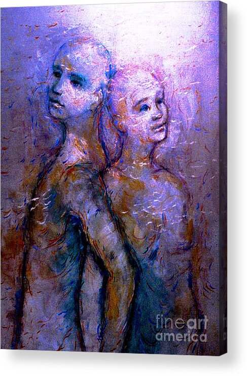 Male Acrylic Print featuring the painting Twin Souls 1 by Nancy Wait