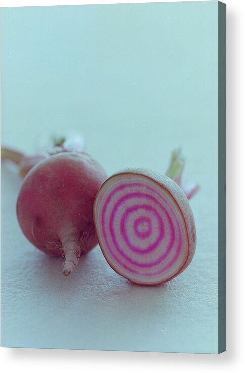 Beet Acrylic Print featuring the photograph Two Chioggia Beets by Romulo Yanes