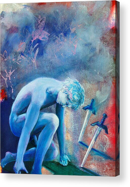 Tarot Acrylic Print featuring the painting Two of Swords by Rene Capone
