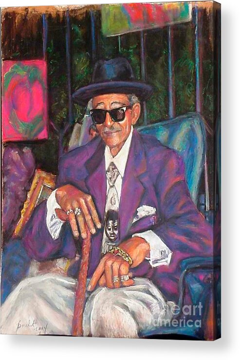 New Orleans Musician Acrylic Print featuring the painting Uncle With Time on His Hands by Beverly Boulet