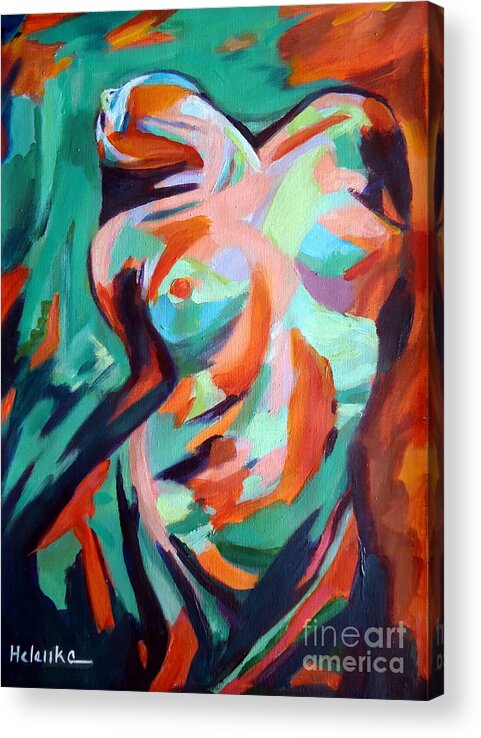 Nude Figures Acrylic Print featuring the painting Uplift by Helena Wierzbicki