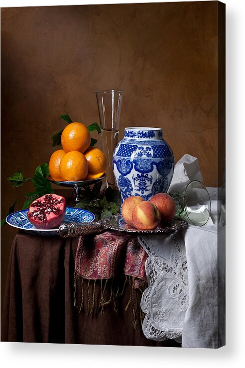 Pronks Acrylic Print featuring the photograph Van Beijeren - Banquet with Chinese Porcelain and Fruits by Levin Rodriguez