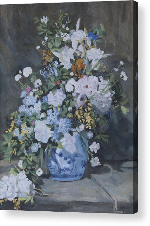 Renoir Acrylic Print featuring the painting Vase of Flowers - reproduction by Masami Iida
