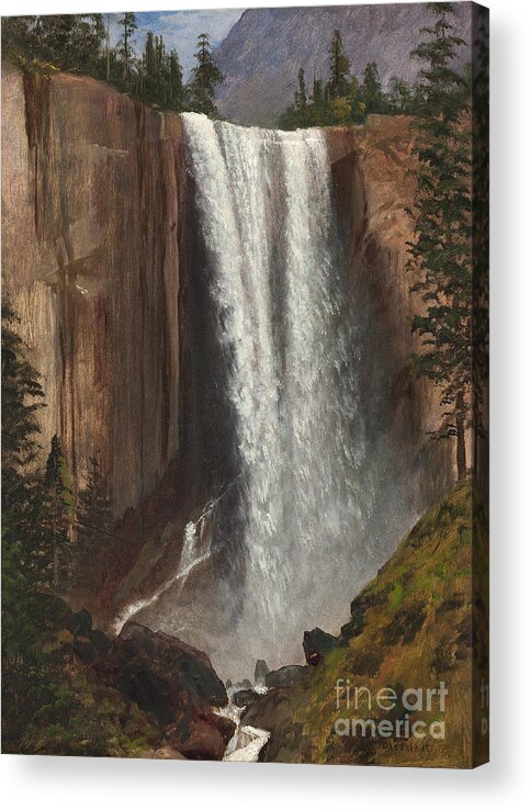 Land Acrylic Print featuring the painting Vernal Falls by Albert Bierstadt