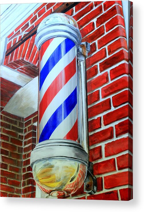 Barber Pole Acrylic Print featuring the painting Vintage Barber Pole by Karl Wagner