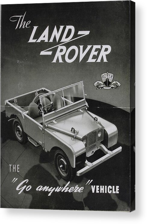 Landrover Acrylic Print featuring the photograph Vintage Land Rover Advert by Georgia Fowler