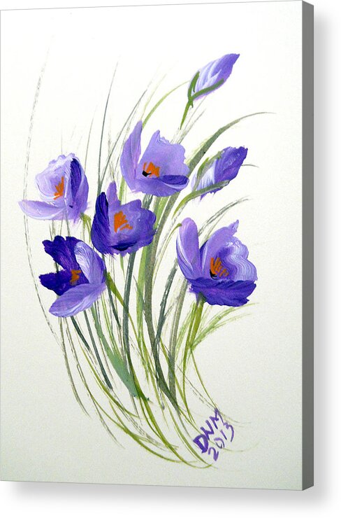 Acrylic Painting Crocus Acrylic Print featuring the painting Violet Crocus by Dorothy Maier