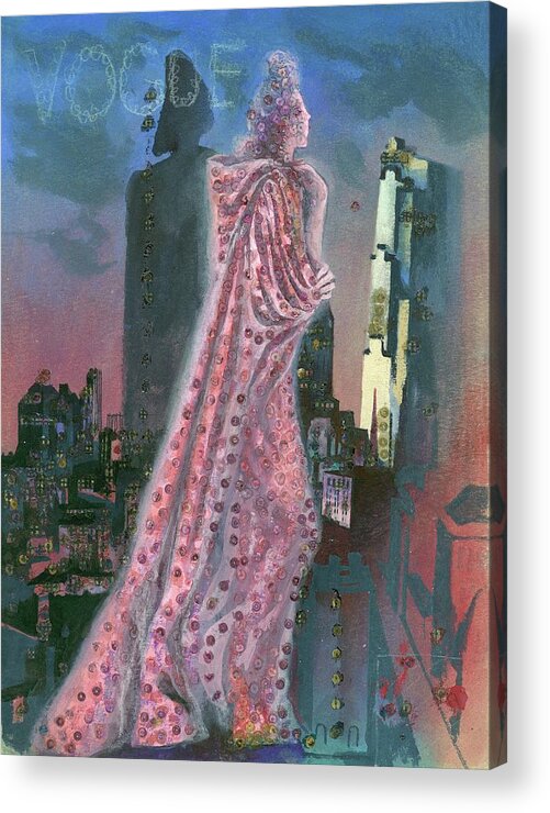 Fashion Acrylic Print featuring the digital art Vogue Magazine Cover Featuring A Woman Standing by Pavel Tchelitchew