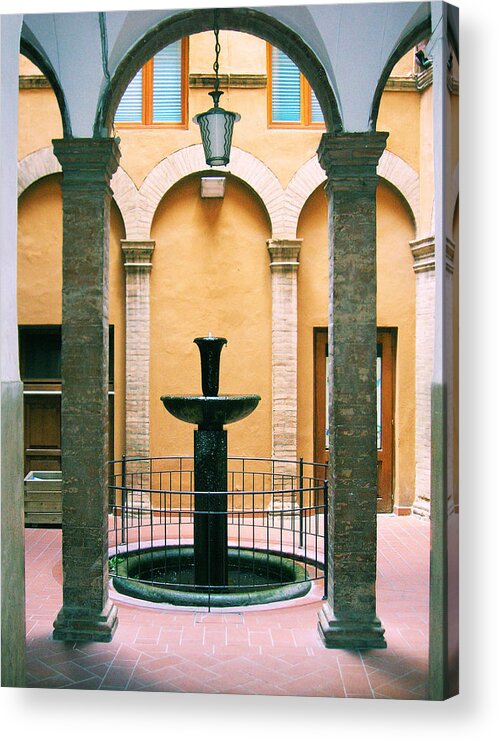 Courtyard Acrylic Print featuring the digital art Volterra Courtyard by Maria Huntley