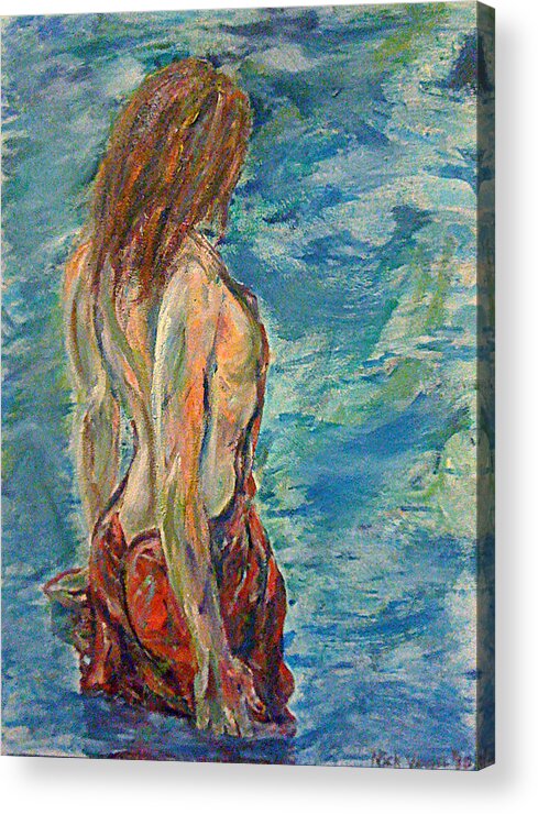 Woman Acrylic Print featuring the painting Wading by Nick Vogel
