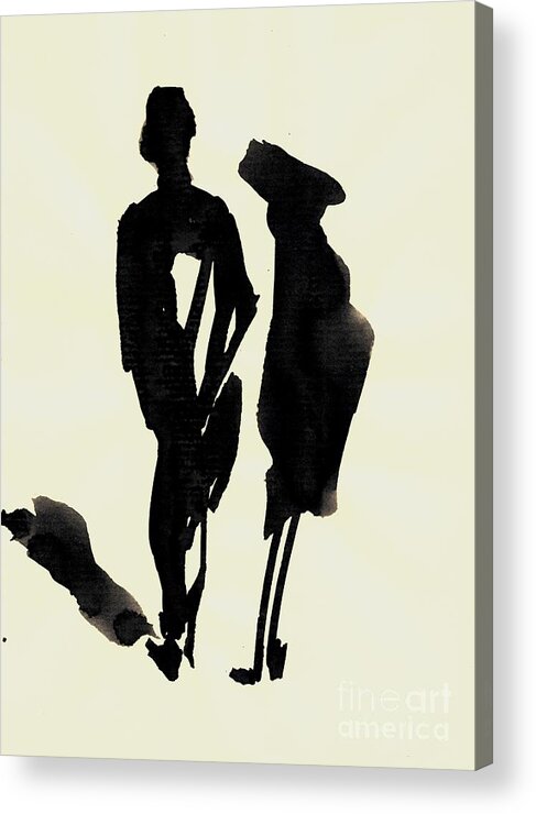 Illustration Acrylic Print featuring the drawing Walk by Karina Plachetka