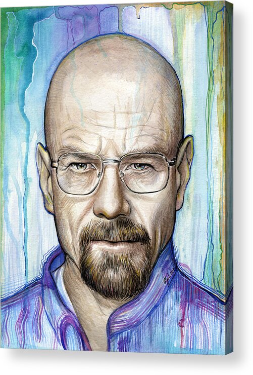 Breaking Bad Acrylic Print featuring the painting Walter White - Breaking Bad by Olga Shvartsur