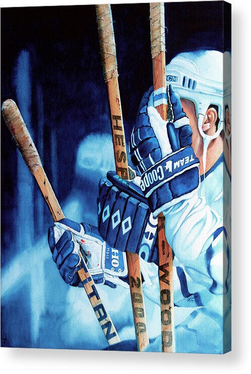 Sports Art Acrylic Print featuring the painting Weapons of Choice by Hanne Lore Koehler