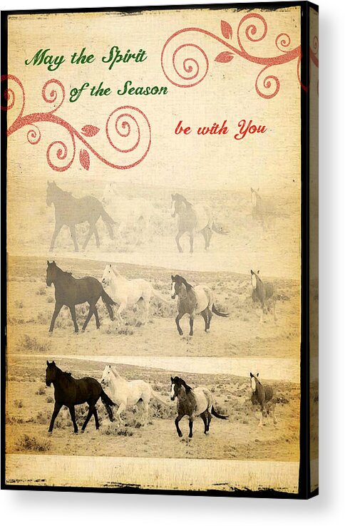 Western Acrylic Print featuring the mixed media Western Themed Christmas Card Wyoming Spirit by Amanda Smith