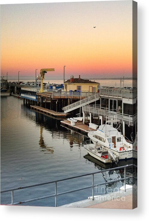 Wharf Acrylic Print featuring the photograph Wharf #2 in Monterey at Sunset by Charlene Mitchell