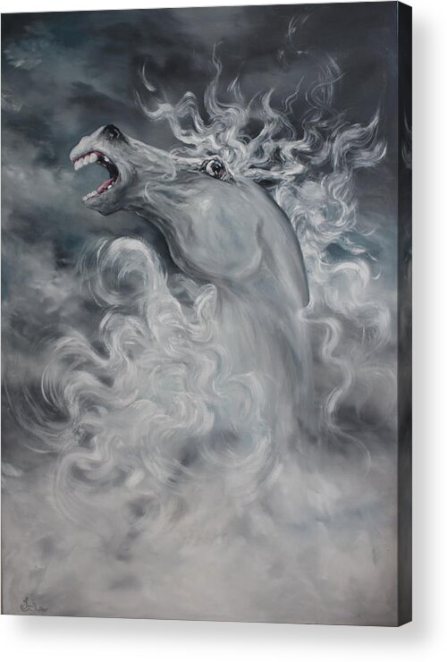 Wild Stallion Acrylic Print featuring the painting Wild And Free by Jean Walker