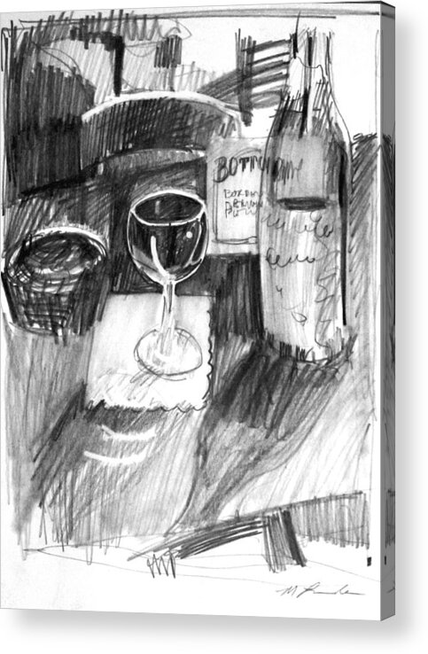 Wine Glass Acrylic Print featuring the drawing Wine Glass by Mark Lunde