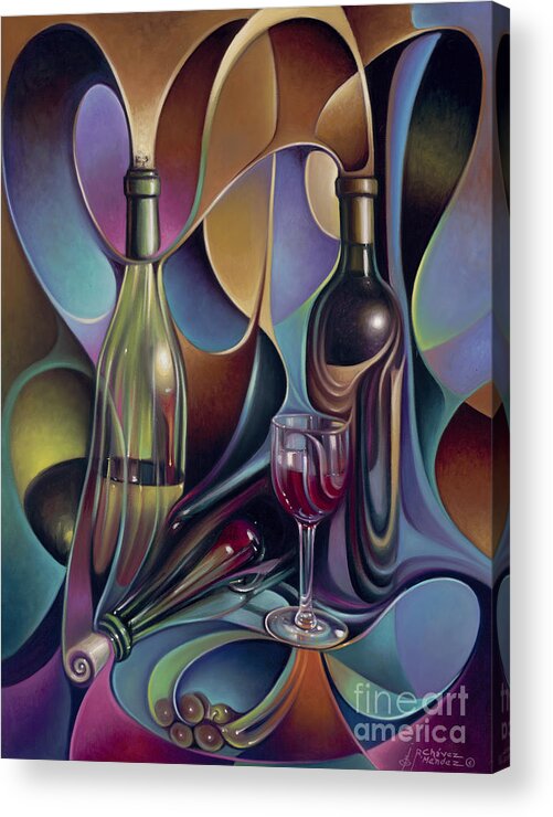 Wine Acrylic Print featuring the painting Wine Spirits by Ricardo Chavez-Mendez