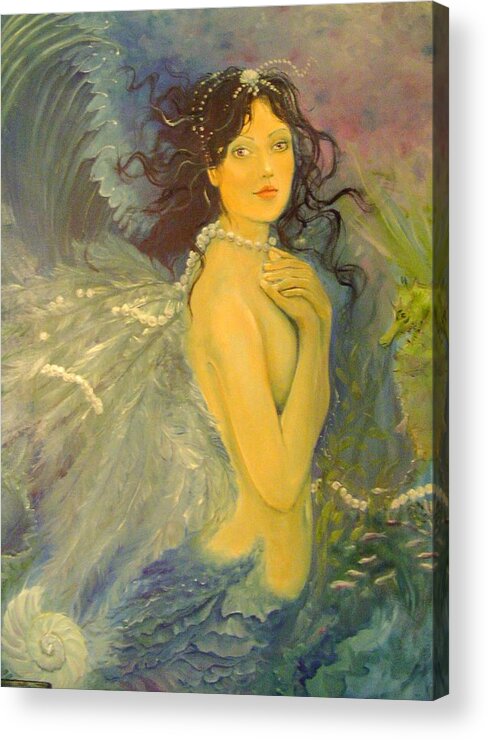 Mermaid Acrylic Print featuring the painting Wings by Victoria Maine