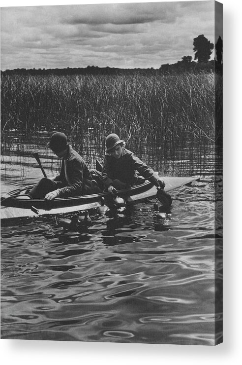 Exterior Acrylic Print featuring the photograph Women Duck Hunting In Chesapeake by Toni Frissell