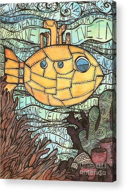Yellow Submarine Acrylic Print featuring the painting Yellow Submarine by Meagan Visser
