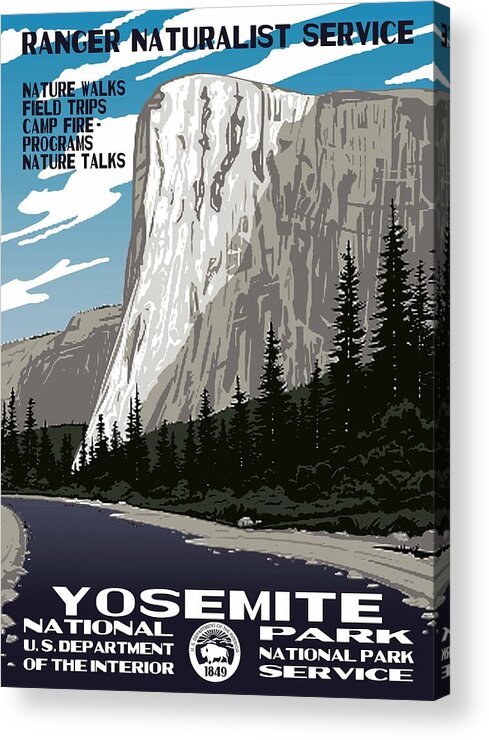 Vintage Acrylic Print featuring the photograph Yosemite National Park Vintage Poster 2 by Eric Glaser